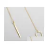 Pendant Necklaces Celebrity Stunning Golden/Sier Bar Circle Lariat Necklace Simple Y Shaped Personality Gift New Fashion Women Jewelle Dhq20