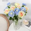 Faux Floral Greenery 3/5Pcs Artificial Flowers Silk Rose Long Branch Bouquet for Home Decor Wedding Decoration Fake Flowers DIY Vase Gift Accessories Y240322