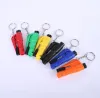 8 färger Livsbesparande Hammer Key Chain Rings Portable Self Defense Keychains Emergency Rescue Car Accessories Seat Belt Window Break LL