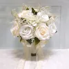 Декоративные цветы Искусственное жилое пространство с реалистичными цветами Ткань с высокой адаптируемостью Ручная молочно-белая роза Розовый
