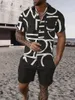 Męskie dresy dla mężczyzn Zestawy koszulki 3D retro w kwiatowym kwiatowym krótkim rękawie swobodne duże spodenki plażowe letnie streetwear hawajskie garnitury ubrania