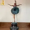 Dekorativa figurer 69 cm bronsballettdansare skulpturer kvinnlig ballerina staty gjutning stor figur för heminredning gåvor