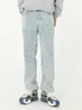 Jeans d'homme bleu clair homme cowboy pantalon pantalon droit avec impression régulière kpop baggy xs coton empilé automne vêtements lavés