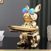 Raffreddare Bulldog francese Scultura Statua di cane Chiave Deposito di gioielli Decorazione della tavola Banca di monete Cane Figurine Decorazioni per la casa Accessori Regalo 240319