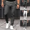 Pantaloni da uomo Pantaloni tinta unita Slim Fit da ufficio business con tasche oblique con cerniera per indumenti da lavoro professionali