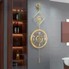 Horloge murale en cuivre élégant en métal suspendu Art maison maison salon Design moderne grandes décoratives horloges silencieuses montre 240320