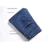 Stir Fried Salt Deep and Light Yin Yang Color Patchwork Printed Cat Whisker Small Straight Tube Non Elastic Jeans for Men