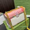 핫 숄더백 크로스 바디 디자이너 고품질 패션 가방 귀여운 애플 프린트 체인 스퀘어 메신저 여성 지갑