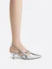 Dress Shoes Black Pointed Toe Zapatos Thin Heel Metal Buckle Chalas Mujer Patent Leather Heels Women Spring