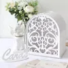 Fontes de festa caixa de cartão de presente branco com janela oca boho casamento envelope caixas de dinheiro para decorações de formatura