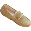 Casual Shoes 2024 Spring And Autumn Leather Slip On Cute Pearl Women's Flat Soft Bottom Driving