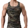 Clever-Menmode Quick Dry Men Tank Top undertröja ärmlös skjorta Fitness Camouflage Singlet Bodybuilding Vest Elastic Clothing 240322