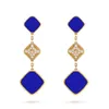 2024 Four Leaf Clover Earring Fashion Classic Dangle Earrings Designer 여성 마노 Moissanite 다이아몬드 드롭 이어링 발렌타인 어머니 선물