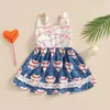 Flicka klänningar småbarn baby baseball outfit ärmlös kärlek hjärttryck veckad klänning sommar flickor lapptäcke