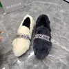 Casual Shoes Gray Women Flats 2024 Winter Warm Loafers Real Plush Espadrilles Ladies Driving Platform Moccasins Creepers