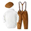 Ensembles de vêtements 0-24m Baby Boys Gentleman Tenues de chemise à manches longues Régère à nœud papillon Pantalon Pantal