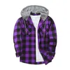 Racing Jackets Lente herfst Plaid Hoodie Shirt Men Men lange mouw Casual streetwear patchwork losse kleding knop Drawing vintage shirts