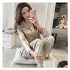 Femmes plus sous-vêtements en soie en satin en satin pyjamas pyjamas setwears couple pyjama costume femelle dors