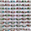 Band Rings 30Pcs/Lot New Retro Cute Men And Women Charm Punk Owl Ring Vintage Mti-Color Eyes Creative Jewelry Party Gift Favo Dhgarden Dh3De