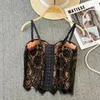 Women's Tanks Sexy Tank Top Women With Built In Bra Slim Lace Patchwork Sling Vest Stretch Sleeveless Corset Female Spaghetti Strap Dropship