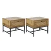 GIA Home Furniture Series Wooden and Vine Tea Table/bedside with Metal Frame, 2-piece Set, Oak Finish