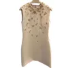 Basic & Casual Dresses Designer Brand Miu Sleeveless Dress Waist Wrapped Round Neck with Diamonds Summer Embroidered Skirt Celebrity Elegance Middle Female