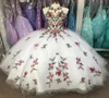 Fabuleux blanc 3D fleurs robe de bal Quinceanera robes de bal 2022 broderie pure cou trou de serrure corset dos doux 16 robe robe6616434