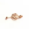 Ciondoli placcati in oro rosa 14 carati con ciondolo a forma di fiore, catena con frange, design classico, eleganti gioielli glamour per feste
