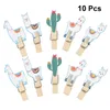 フレームオフィスの装飾10pcs llama天然木製クリップalpaca po paper peg pin jute twines diy craft