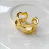 Clusterringen Verzilverd Mode Persoonlijkheid INS Cool Ring High Design Sense Nterlock Eenvoudige geometrische gouden kleur