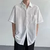 Men's Casual Shirts Solid Color Lapel Shirt Soft Men Retro Hollow Out See-through Party With Turn-down Collar Chest For Male
