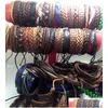 Braccialetti con ciondoli All'ingrosso 100 pezzi Uomo Donna Vintage Vera pelle Braccialetti da surfista Braccialetti Regalo per feste Stile misto Moda Ebreo Dhgarden Dhquw