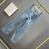 Jeans da donna con pantaloni con strass per donna a vita alta S gamba dritta blu moda coreana da donna originale pantaloni alla moda