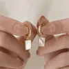 Stud Oorbellen Geometrische Oorbel Eenvoudige Stijl Voor Vrouwen Gepersonaliseerde Vierkant Witte Kleur Koreaanse Elegante Sieraden Accessoires Cadeau