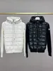 2024 neue Designer-Herren-Winter-Daunenjacke, Parkas, Salzman Luxus-Herren-Puffer-Pufferjacke mit Kapuze, Wollärmel, gestrickte Daunenjacke mit Patchwork-Kapuze für Herren