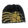 Vêtements ethniques Africain Femme Wrap Head Bonnet Musulman Turban Chapeau Lady Wraps Luxe Broderie Perles Casquette Plissée Pour Femmes