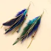 Dangle Earrings Colorful Feather For Women Bohemian Handmade Jewelry Wholesale Long Tassel Clay Beads Drop Female Girls Gifts