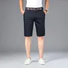 6 cores shorts casuais homens verão em linha reta elástico negócios moda fina calças curtas masculino marca cáqui bege preto marinho 240314