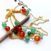 Chains Natural Quartz Stone Necklace Boho Fashion Beaded Necklaces Link Chain Carnelian Aventurine Beads 1pc