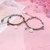 Bracciale 1PC vintage piccolo fiore campana braccialetto braccialetto con ciondoli da donna corda in pelle perline regalo gioielli di moda