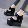 Casual Shoes European Wedges With High-heeled Sandals Muffin Thick-bottom Fish Mouth Internal Increase Women's Cool Boots