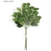 Faux Floral Greenery Green Artificial Leaves Plants Bouquet for Home Room Decor Garden Wedding Decoration Bridal Hand Bouquet Ornament DIY Accessory Y240322