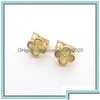 Clip-On-Ohrringe mit Schraubverschluss, luxuriöse Designer-Ohrringe, vierblättriges Kleeblatt, Damenmode, 18 Karat Gold, Ohrring, Schmuck, Drop-Lieferung, DBM Dhhko