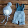 Zestawy odzieży Elf Beige Born Romper Pography Knited Baby Boy Strój Vintage Hat Topit i kombinezon