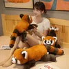 Plush Dolls Raccoon Wildlife Forest Animal Doll Plush Toy Filling Red Panda Sitting and Lying Plush Like a True Child Summoning Gift Q240322