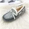 Sıradan Ayakkabı Kadın Orijinal Deri Loafers 2024 Gerçek Kürk Kış Klasik Daireler Kadınlar İçin