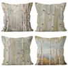 Pillow Forest Style Poplar Tree Plant Print Decorative Pillowcase Linen Home Living Room Sofa Car Cover Multifunctional