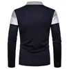 Mens Long Sleeved Polo Shirt Tryckt Lion Three Color Block Tops Golf Casual Lapel Top kläder 240319