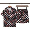 2024 Men and women brand short-sleeve button-down shirt set, fashion vacation set, street seaside priority products Asian size M-3XL