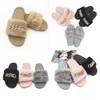 Komfort bei Stock Herbst- und Winterkette Flash Diamond Flauschige Hausschuhe Innen- und Außenflausch flach warme Flip-Flops